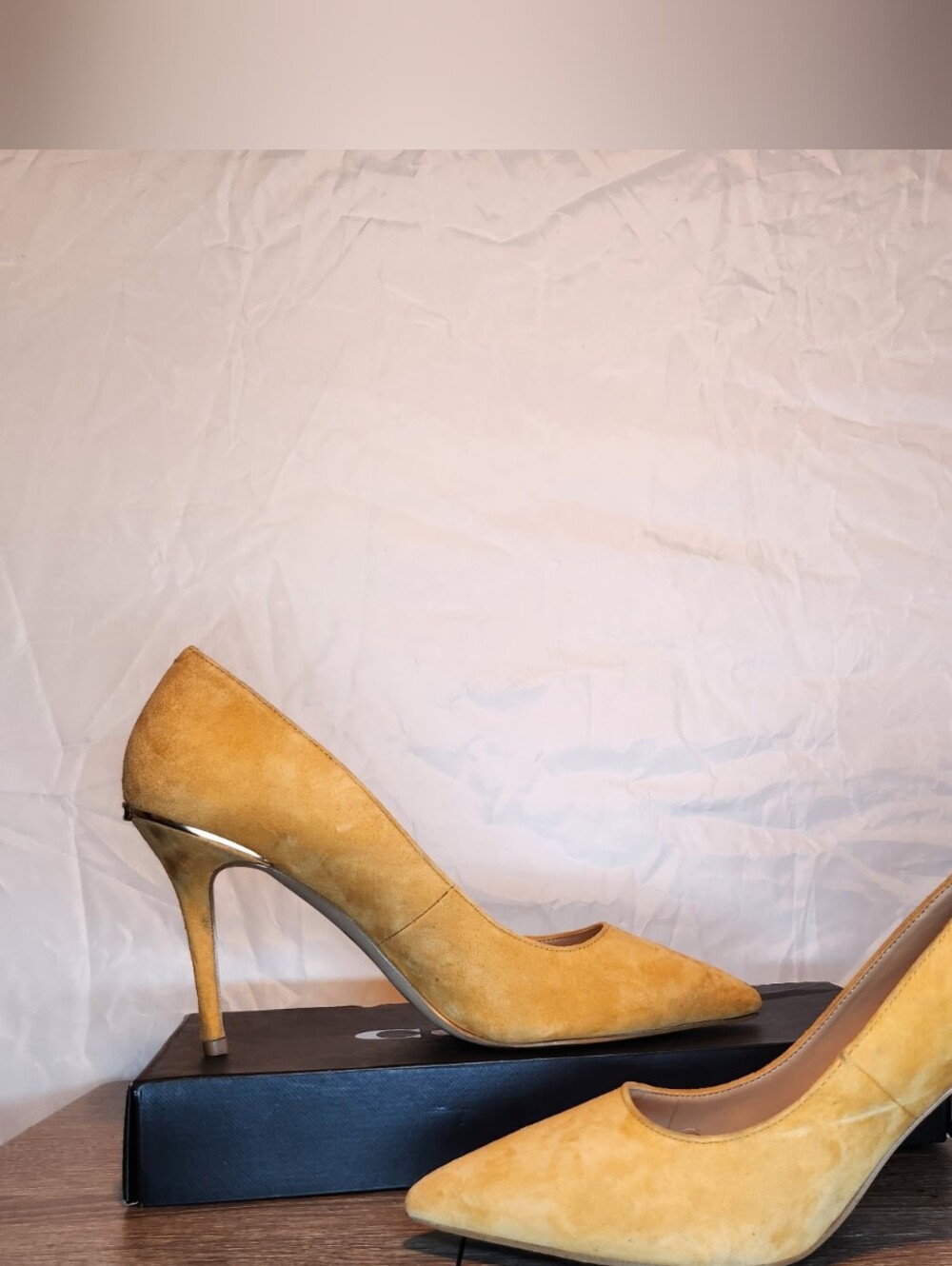 Coach Yellow Suede Pointed-Toe Heels - Picture 2 of 4